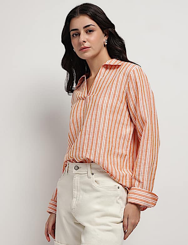 Linen Rich Relaxed Fit Bengal Stripes Shirt
