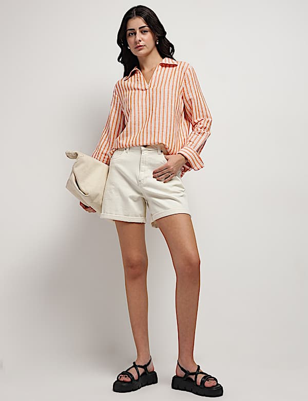 Linen Rich Relaxed Fit Bengal Stripes Shirt