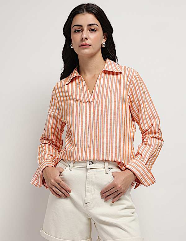 Linen Rich Relaxed Fit Bengal Stripes Shirt