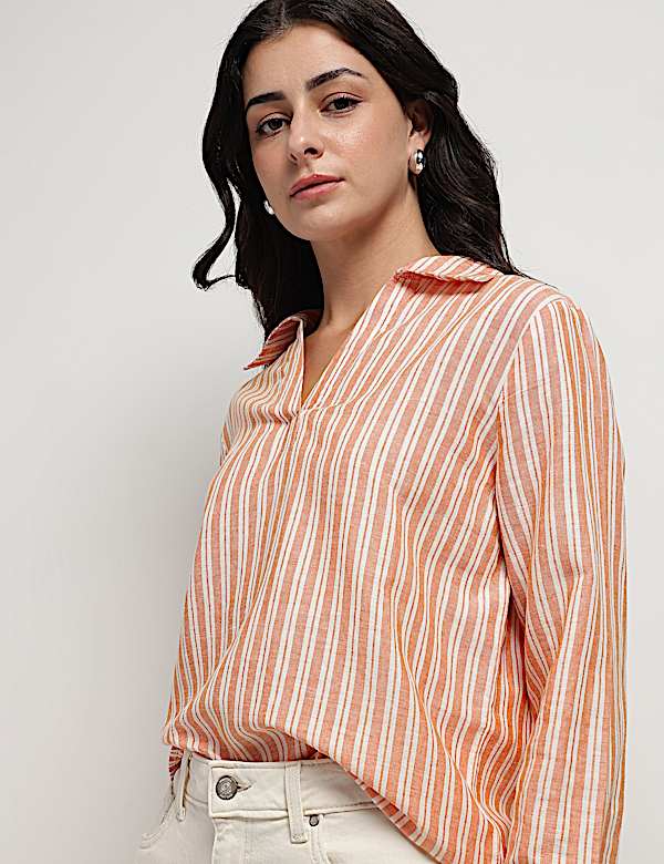 Linen Rich Relaxed Fit Bengal Stripes Shirt