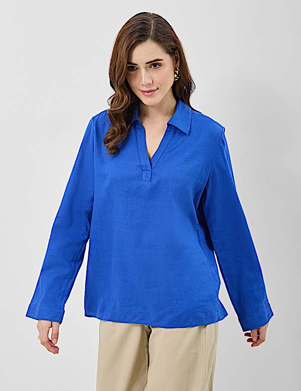 Linen Rich Longline Tunic Shirt