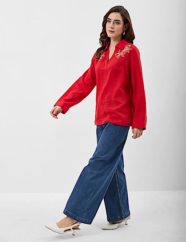 Linen Rich Longline Tunic Shirt