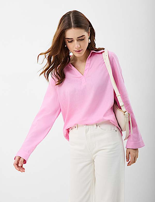 Linen Rich Longline Tunic Shirt