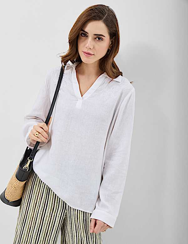 Linen Rich Longline Tunic Shirt