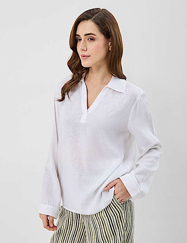 Linen Rich Longline Tunic Shirt
