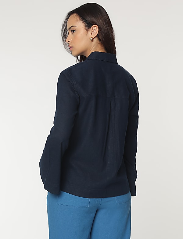 Linen Rich Spread Collar Shirt