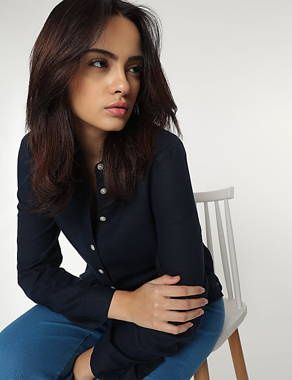 Linen Rich Spread Collar Shirt