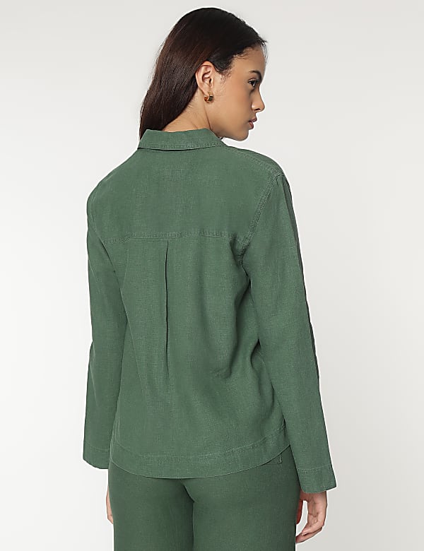 Linen Rich Spread Collar Shirt