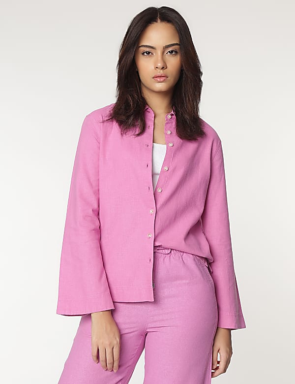 Linen Rich Spread Collar Shirt