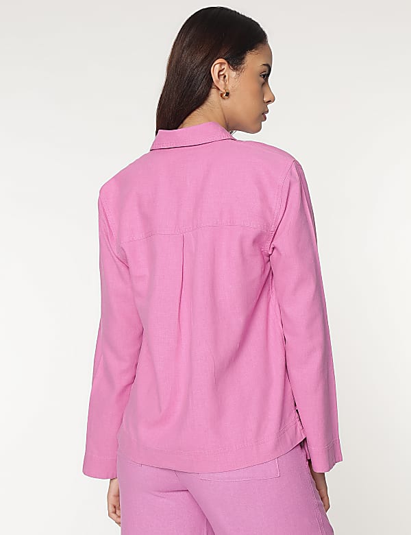Linen Rich Spread Collar Shirt
