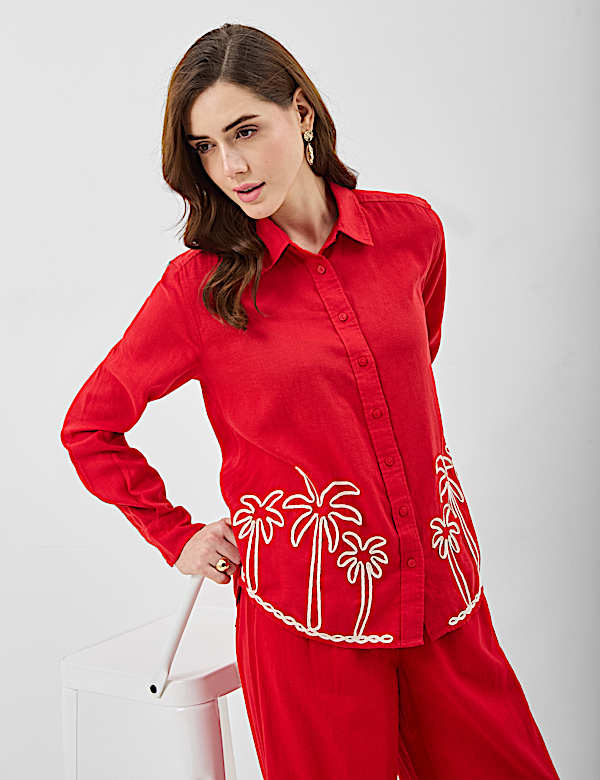 Linen Blend Safari Shirt