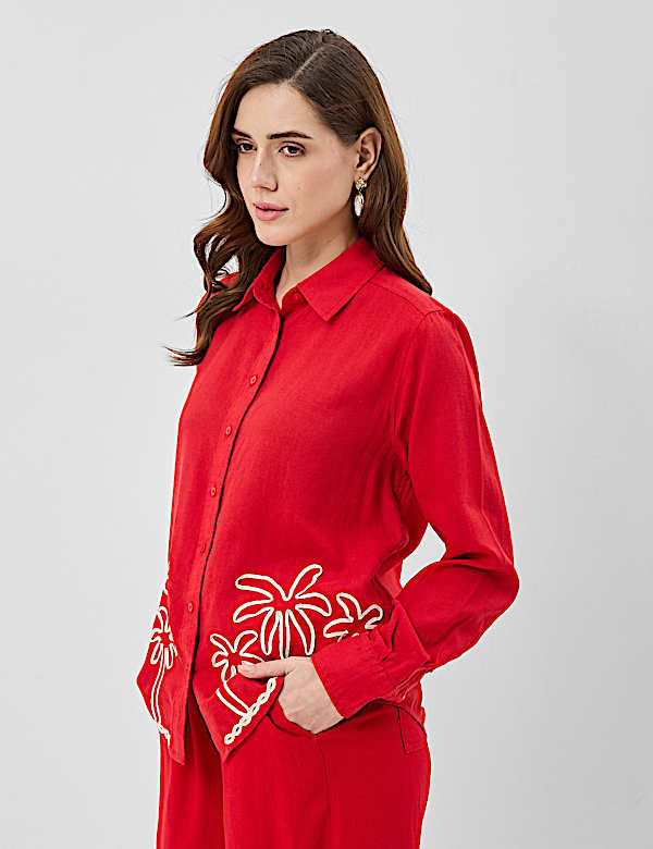 Linen Blend Safari Shirt