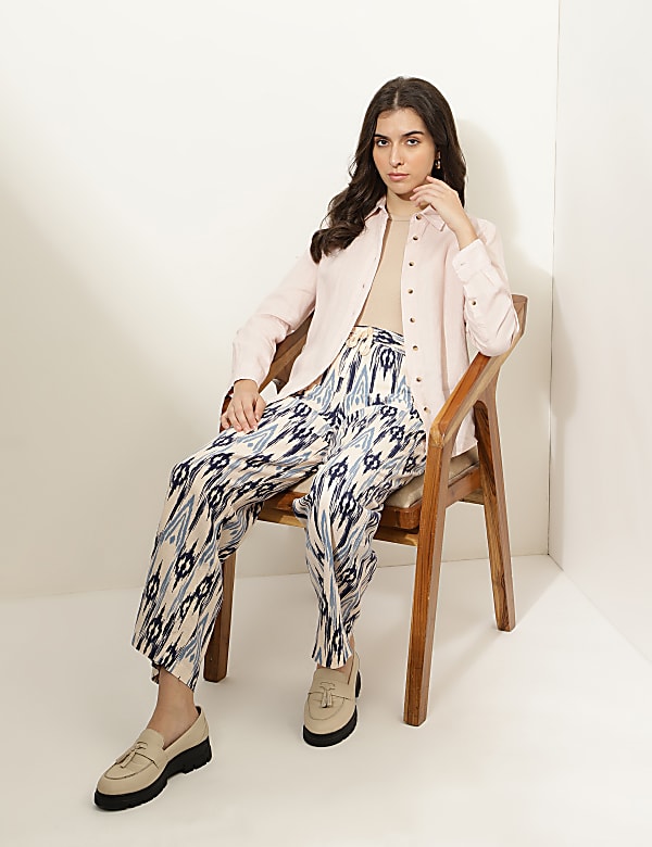 Pure Linen Spread Collar Shirt