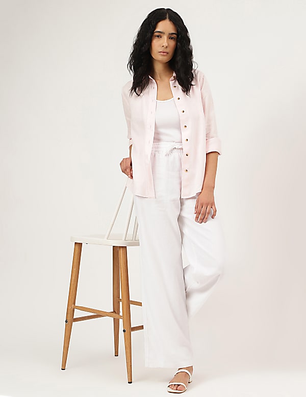 Pure Linen Spread Collar Shirt