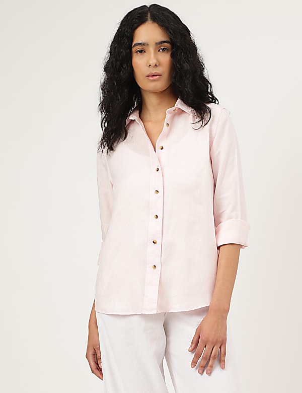 Pure Linen Spread Collar Shirt
