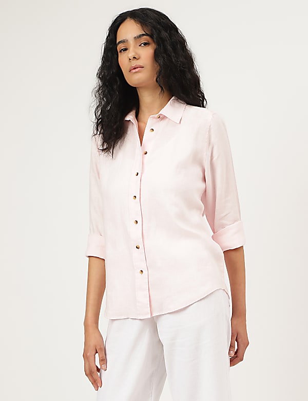 Pure Linen Spread Collar Shirt