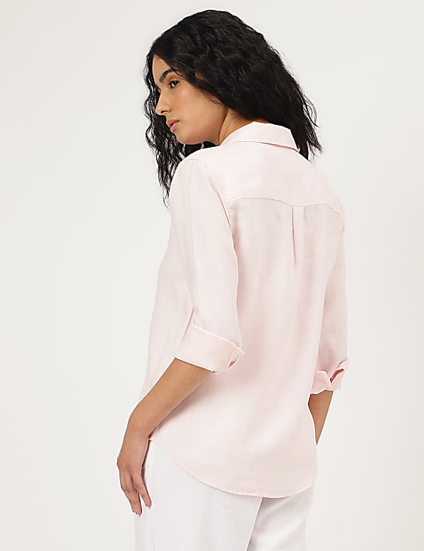 Pure Linen Spread Collar Shirt
