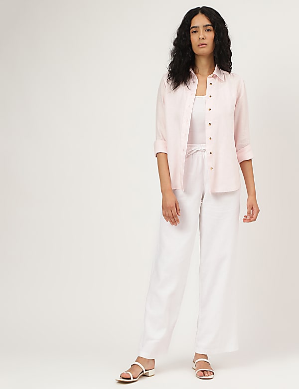Pure Linen Spread Collar Shirt