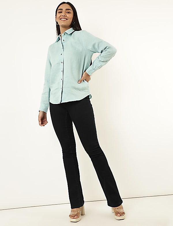 Pure Linen Spread Collar Shirt