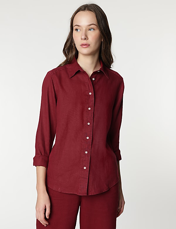 Pure Linen Spread Collar Shirt