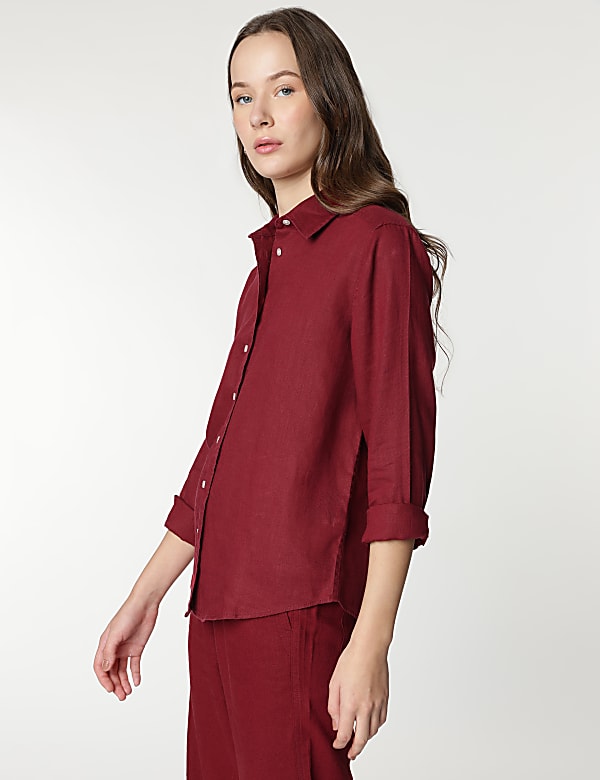 Pure Linen Spread Collar Shirt