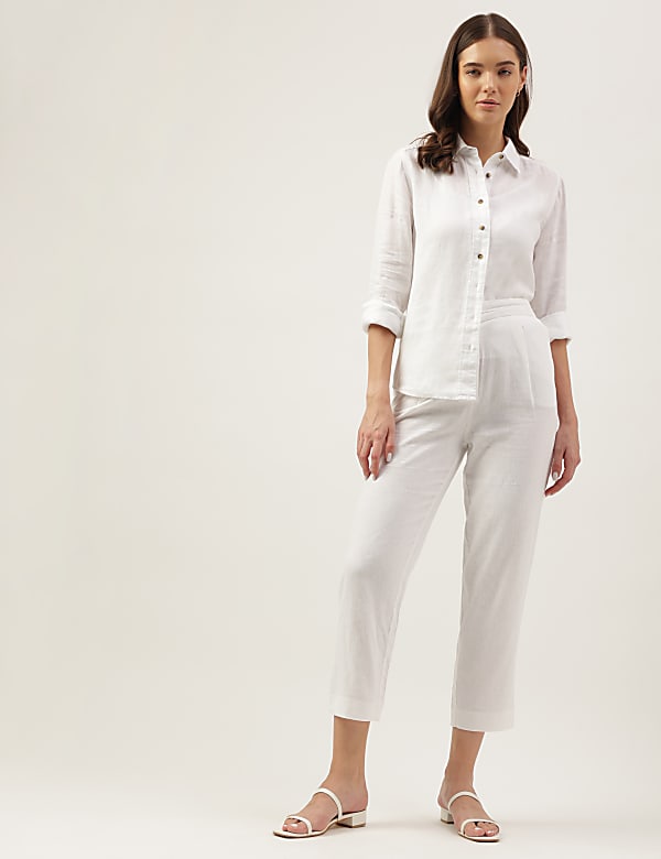 Pure Linen Spread Collar Shirt