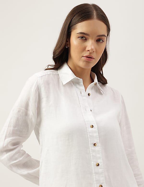 Pure Linen Spread Collar Shirt
