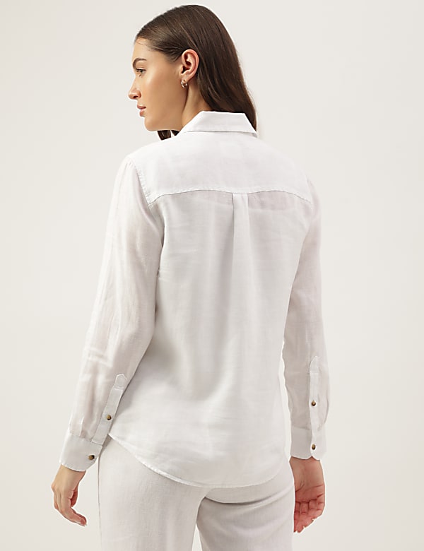 Pure Linen Spread Collar Shirt