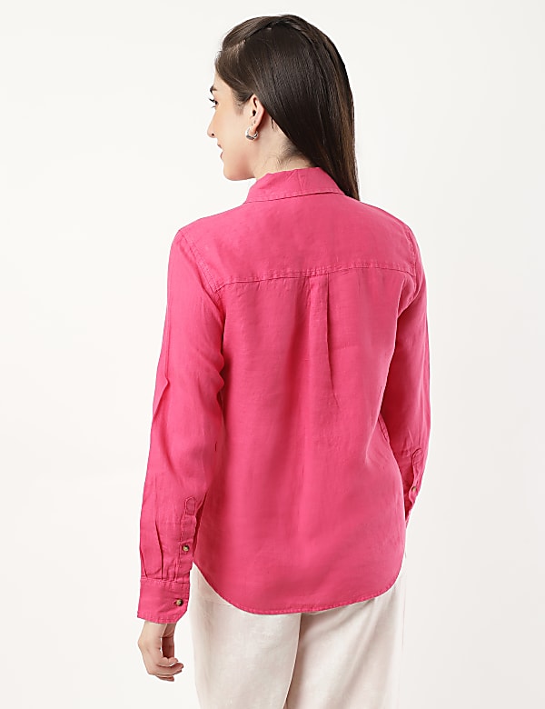 Pure Linen Spread Collar Shirt
