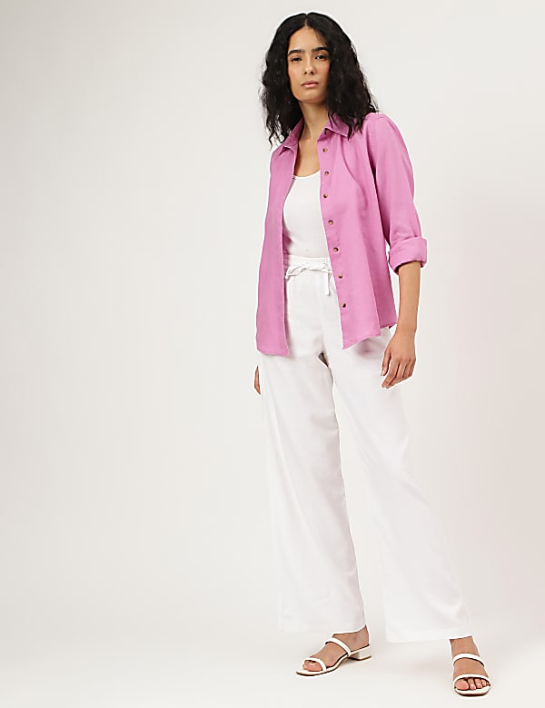 Pure Linen Spread Collar Shirt