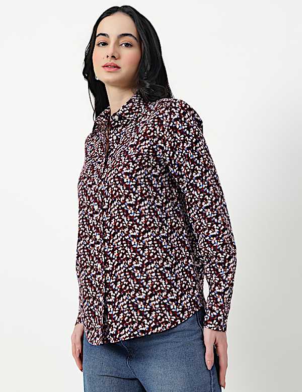 Pure Linen Plain Spread Collar Shirt