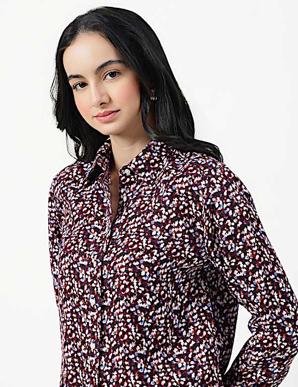 Pure Linen Plain Spread Collar Shirt