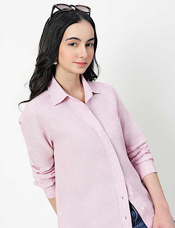 Pure Linen Spread Collar Shirt