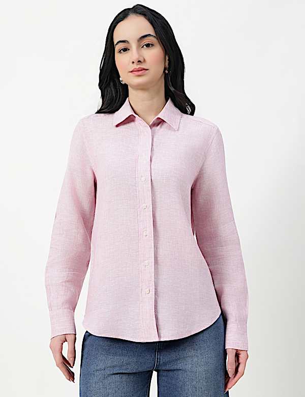 Pure Linen Spread Collar Shirt