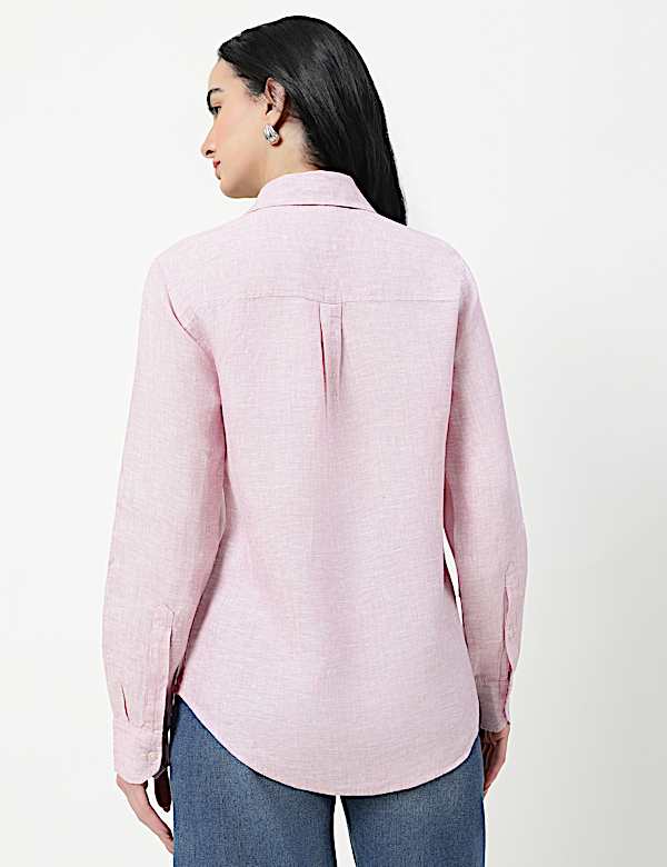 Pure Linen Spread Collar Shirt