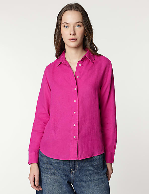Pure Linen Spread Collar Shirt