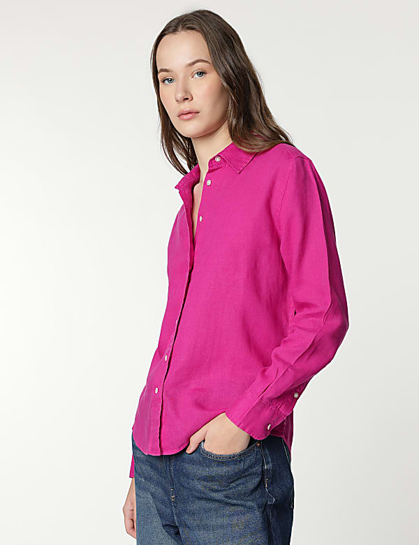 Pure Linen Spread Collar Shirt