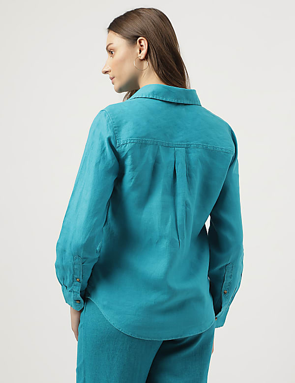 Pure Linen Spread Collar Shirt