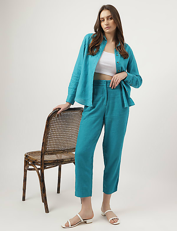 Pure Linen Spread Collar Shirt