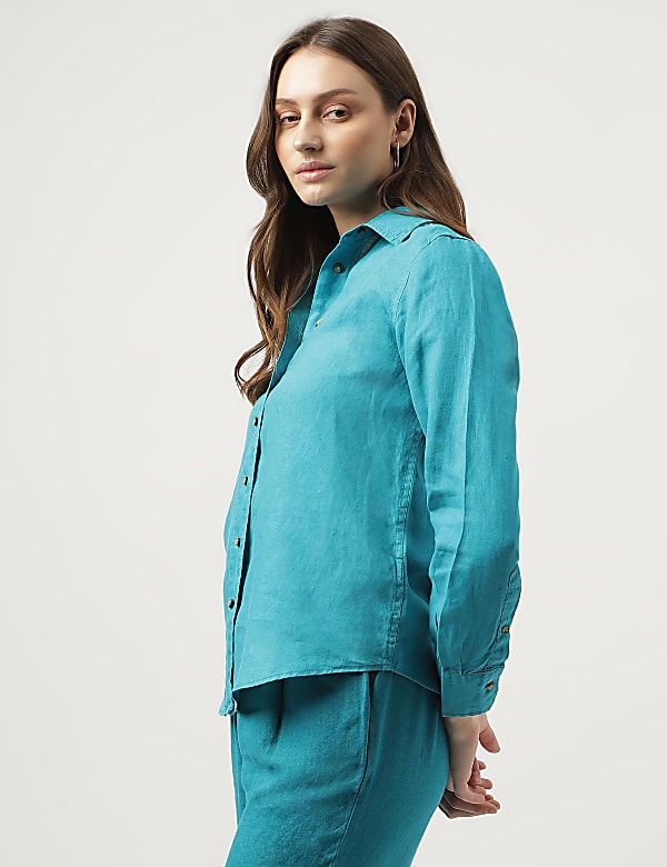 Pure Linen Spread Collar Shirt