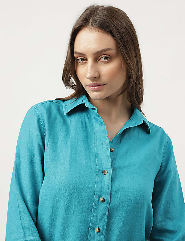 Pure Linen Spread Collar Shirt