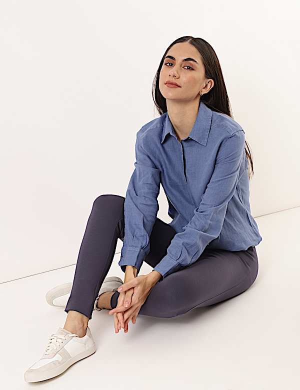 Pure Linen Spread Collar Shirt