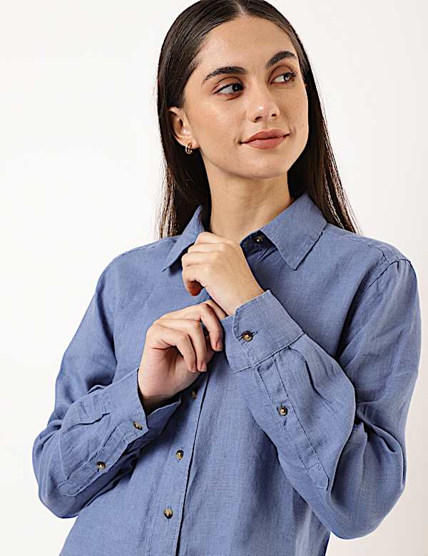 Pure Linen Spread Collar Shirt