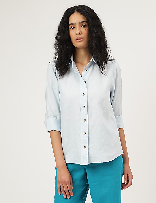 Pure Linen Spread Collar Shirt