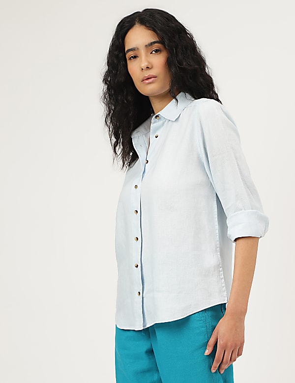 Pure Linen Spread Collar Shirt