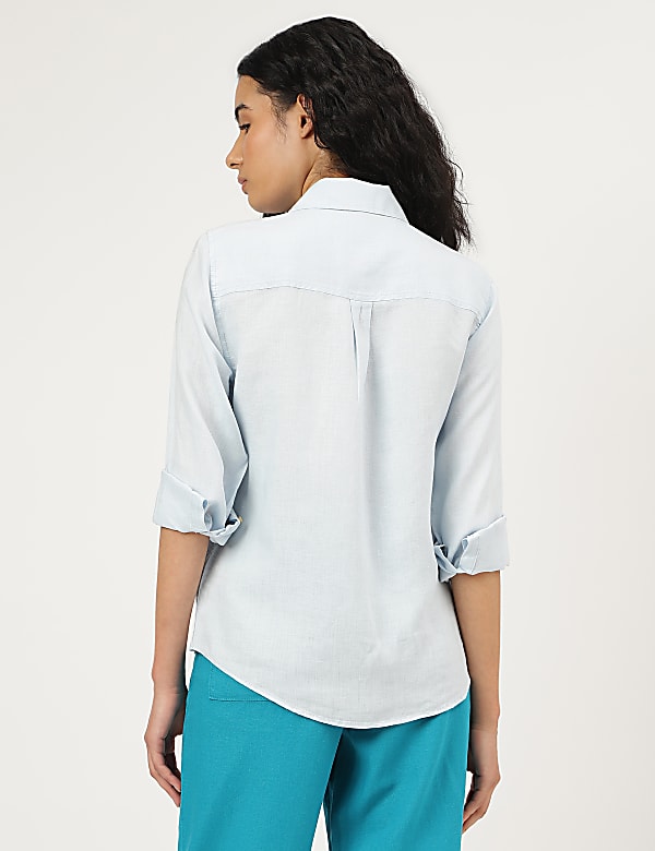Pure Linen Spread Collar Shirt