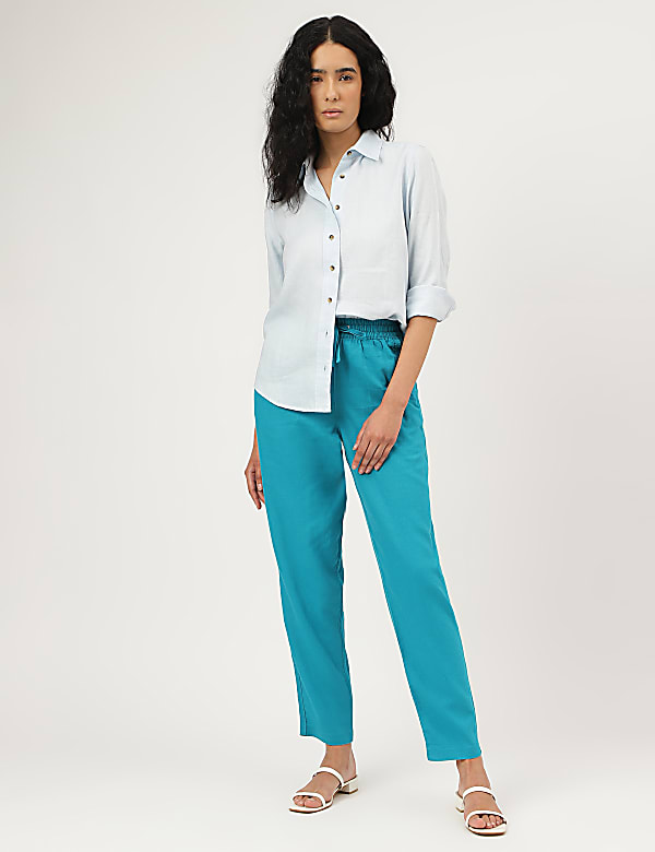 Pure Linen Spread Collar Shirt