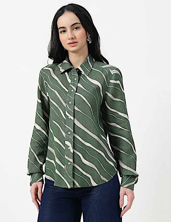 Pure Linen Spread Collar Shirt