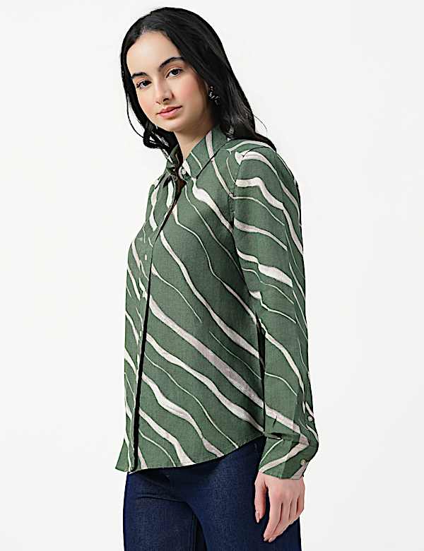 Pure Linen Spread Collar Shirt