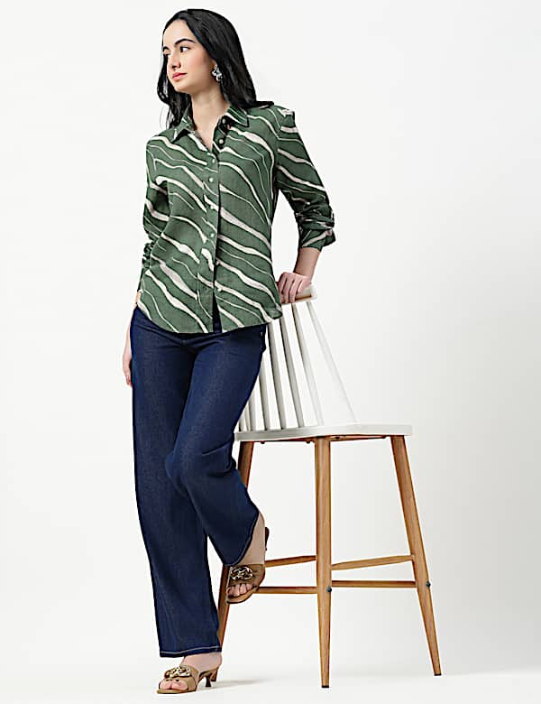 Pure Linen Spread Collar Shirt